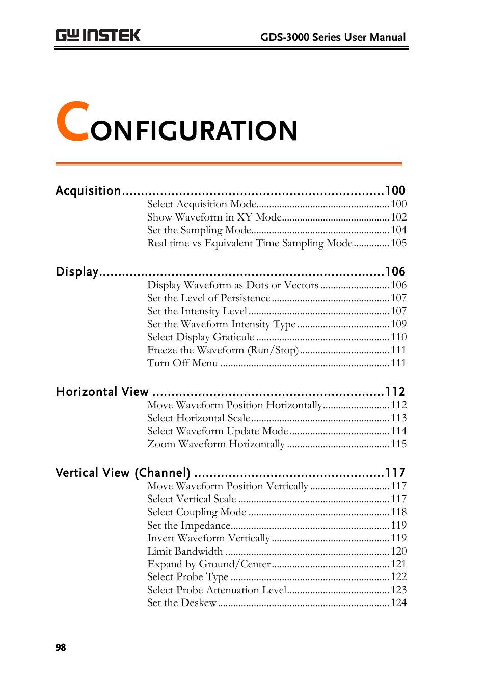 Configuration, Onfiguration | GW Instek GDS-3000 Series User Manual User Manual | Page 98 / 209