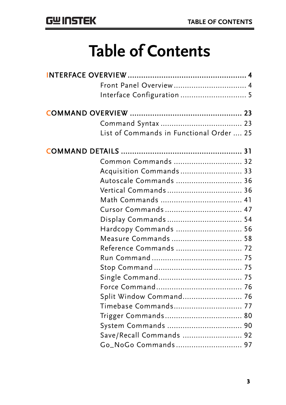 GW Instek GDS-3000 Series Programming Manual User Manual | Page 3 / 103