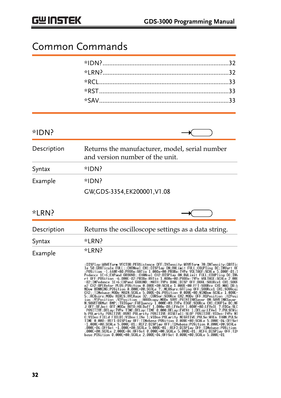 Common commands | GW Instek GDS-3000 Series Programming Manual User Manual | Page 32 / 103