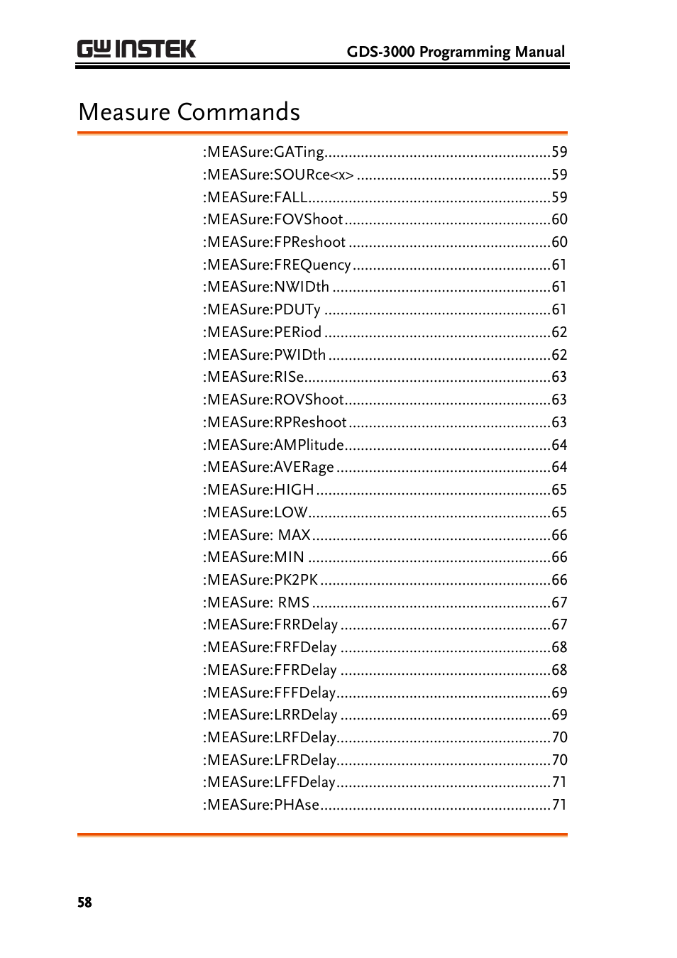 Measure commands | GW Instek GDS-3000 Series Programming Manual User Manual | Page 58 / 103