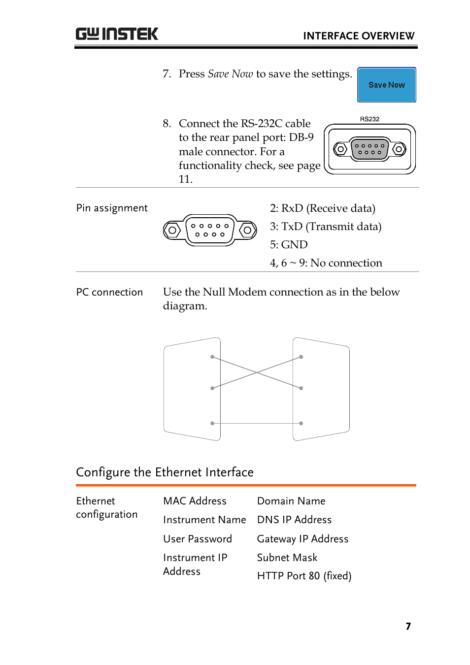 Configure the ethernet interface | GW Instek GDS-3000 Series Programming Manual User Manual | Page 7 / 103