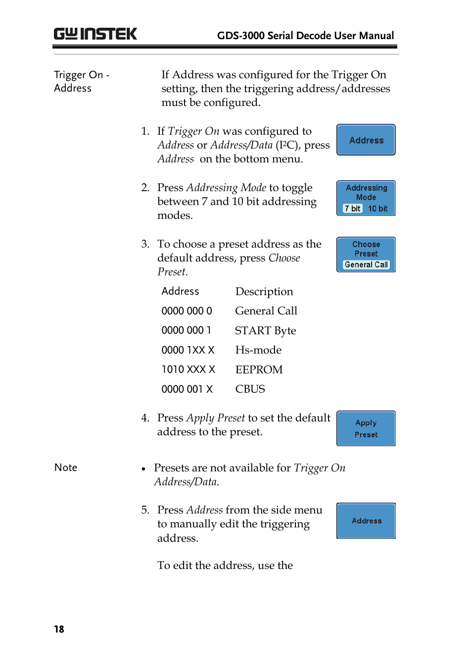 GW Instek GDS-3000 Series DS3-SBD Serial Bus decode User Manual | Page 18 / 29
