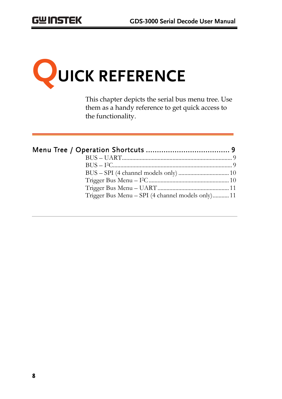 Uick reference | GW Instek GDS-3000 Series DS3-SBD Serial Bus decode User Manual | Page 8 / 29