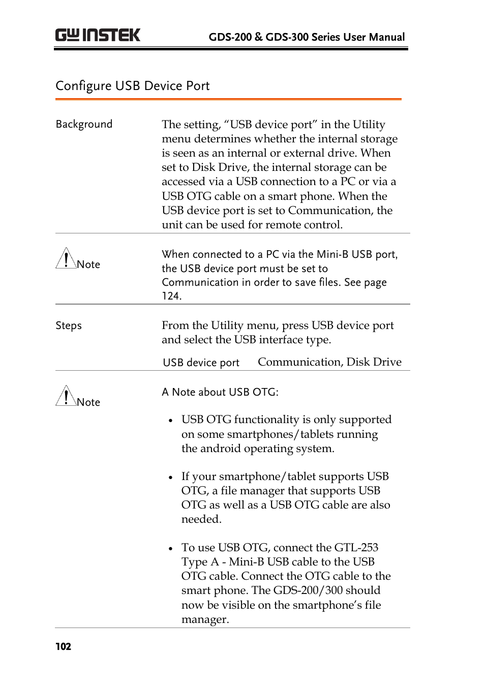 Configure usb device port | GW Instek GDS-200 Series User Manual User Manual | Page 102 / 188