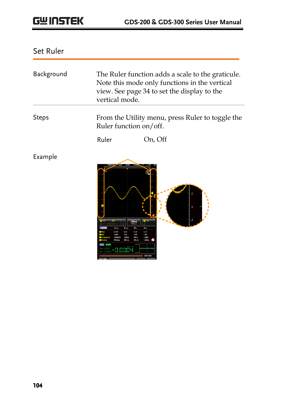 Set ruler | GW Instek GDS-200 Series User Manual User Manual | Page 104 / 188