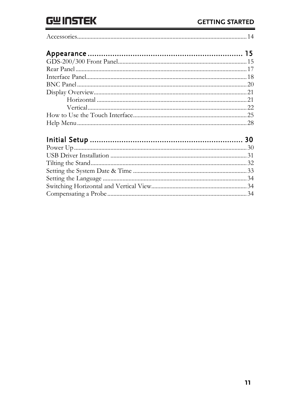 GW Instek GDS-200 Series User Manual User Manual | Page 11 / 188