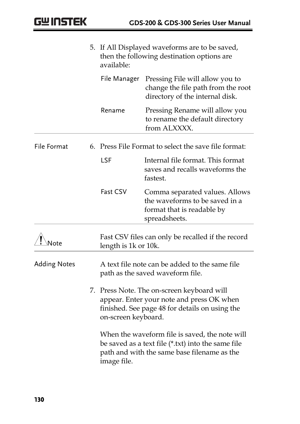GW Instek GDS-200 Series User Manual User Manual | Page 130 / 188