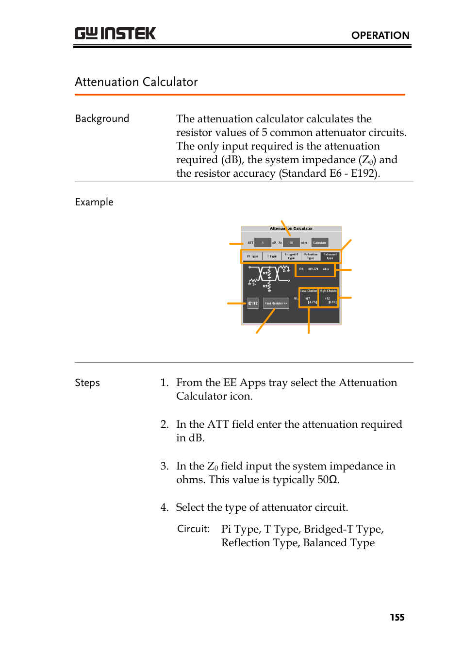Attenuation calculator, Attenuator calculator | GW Instek GDS-200 Series User Manual User Manual | Page 155 / 188