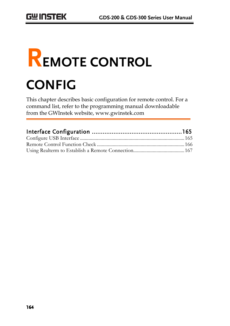 Remote control config, Emote control config | GW Instek GDS-200 Series User Manual User Manual | Page 164 / 188