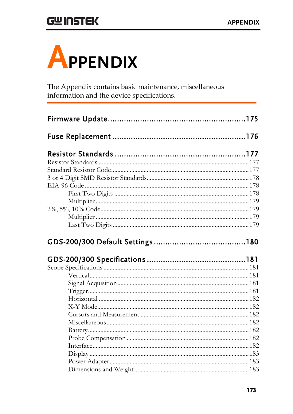 Appendix, Firmware update, Ppendix | GW Instek GDS-200 Series User Manual User Manual | Page 173 / 188