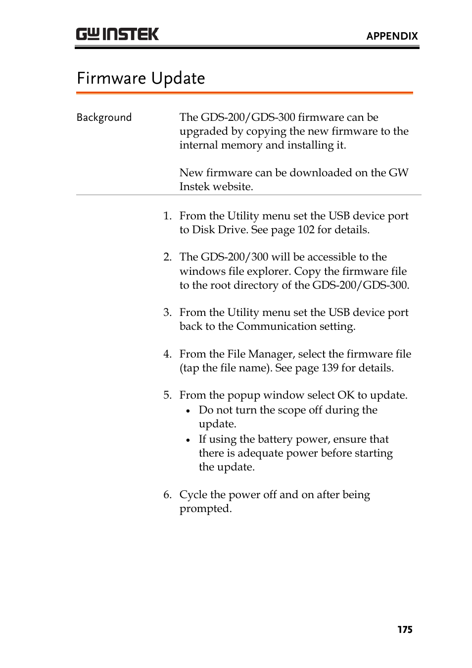 Firmware update | GW Instek GDS-200 Series User Manual User Manual | Page 175 / 188