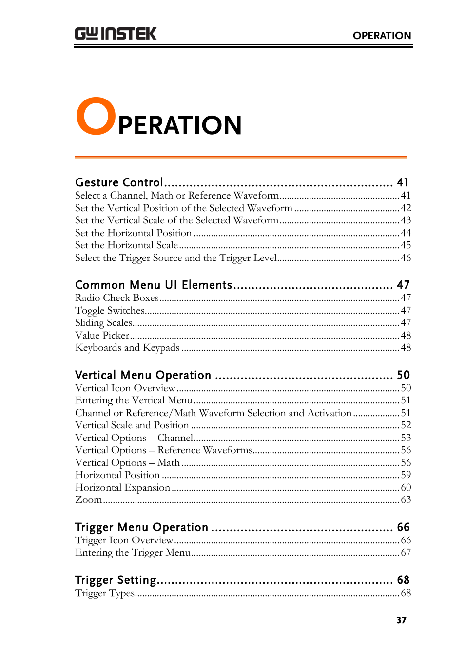 Operation, Peration | GW Instek GDS-200 Series User Manual User Manual | Page 37 / 188