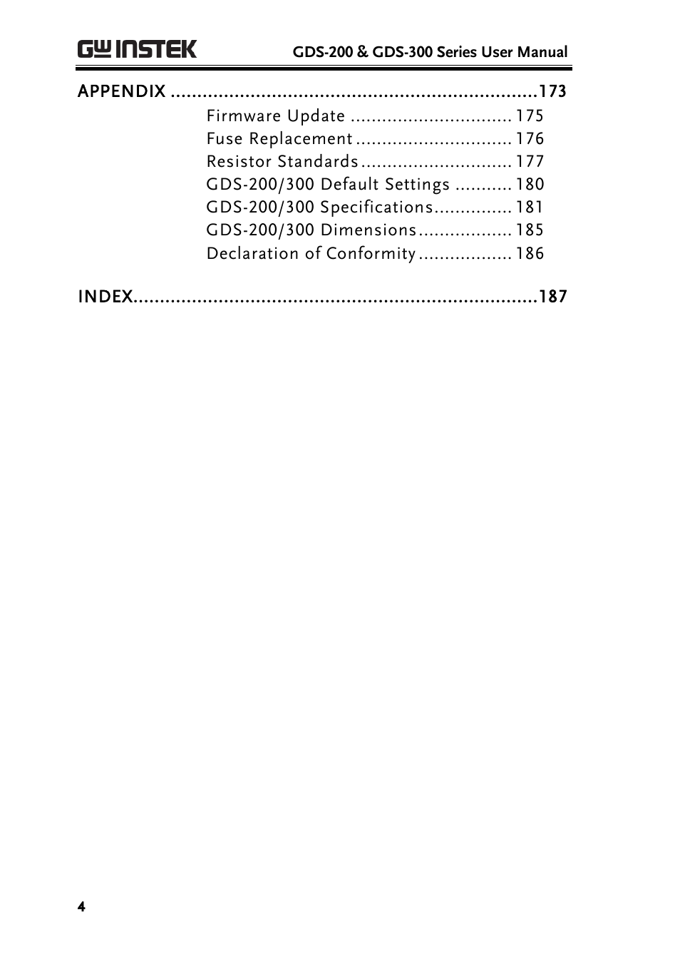 GW Instek GDS-200 Series User Manual User Manual | Page 4 / 188