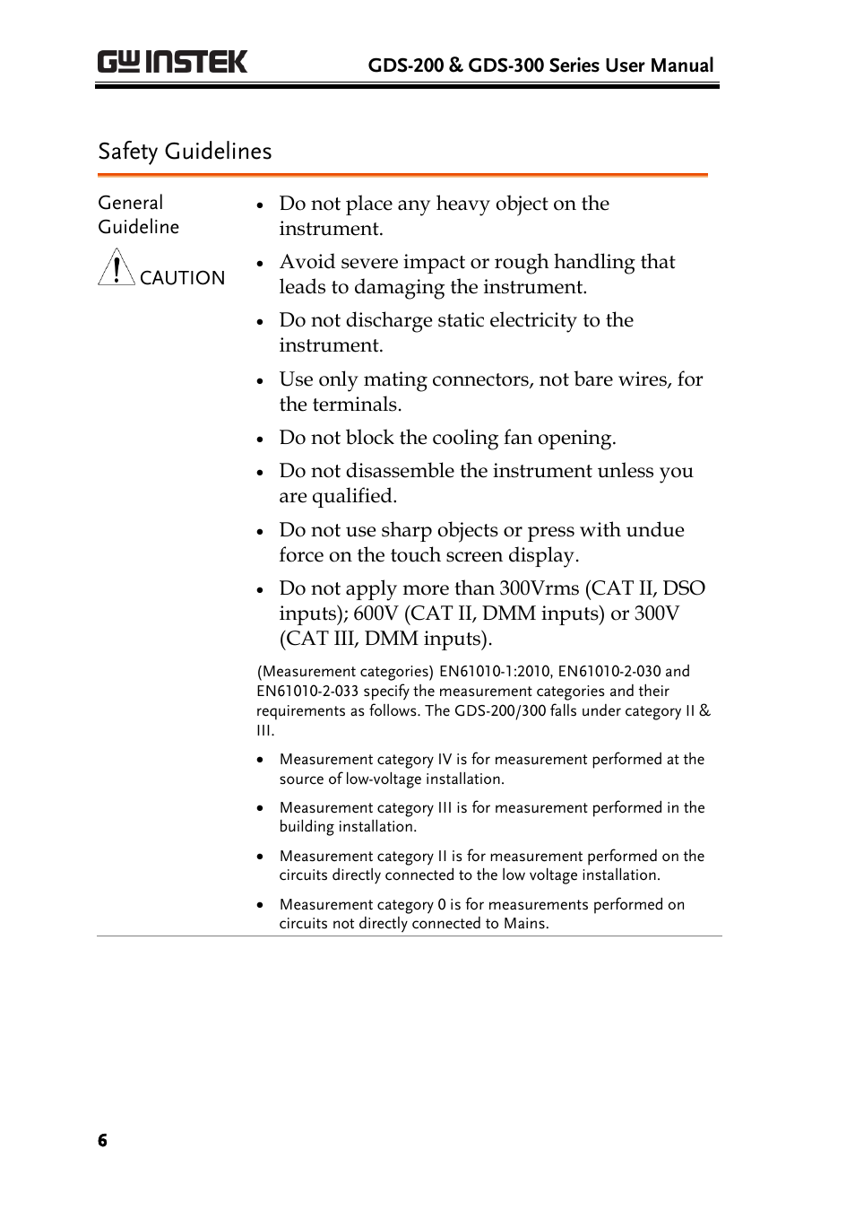 Safety guidelines | GW Instek GDS-200 Series User Manual User Manual | Page 6 / 188