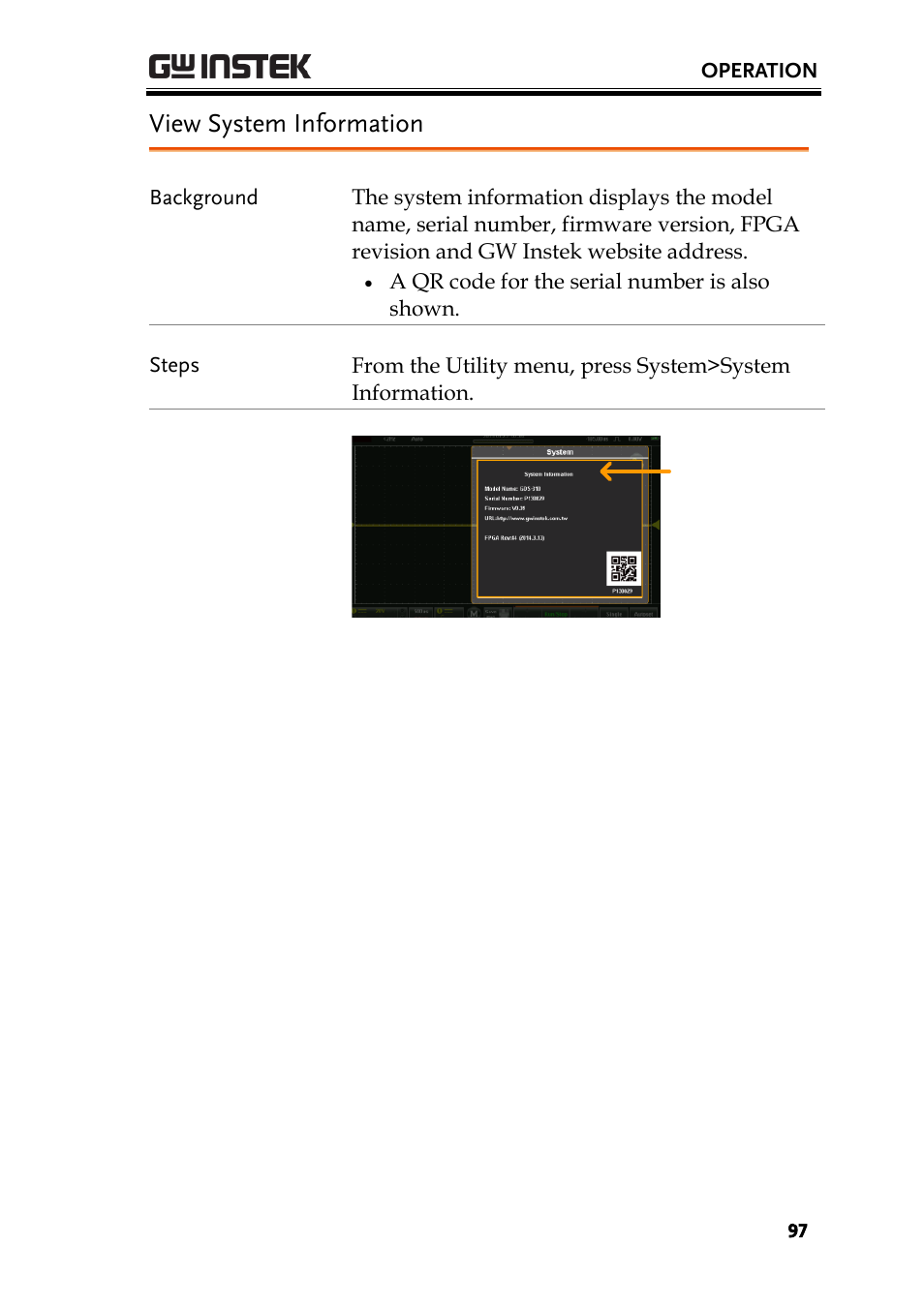 View system information | GW Instek GDS-200 Series User Manual User Manual | Page 97 / 188