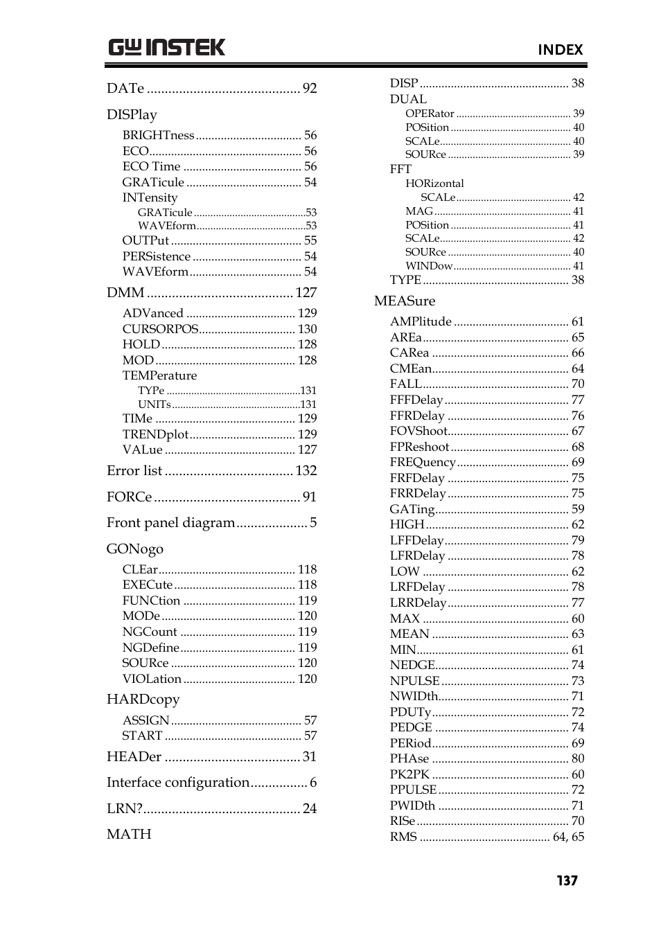 GW Instek GDS-200 Series Programming Manual User Manual | Page 137 / 139