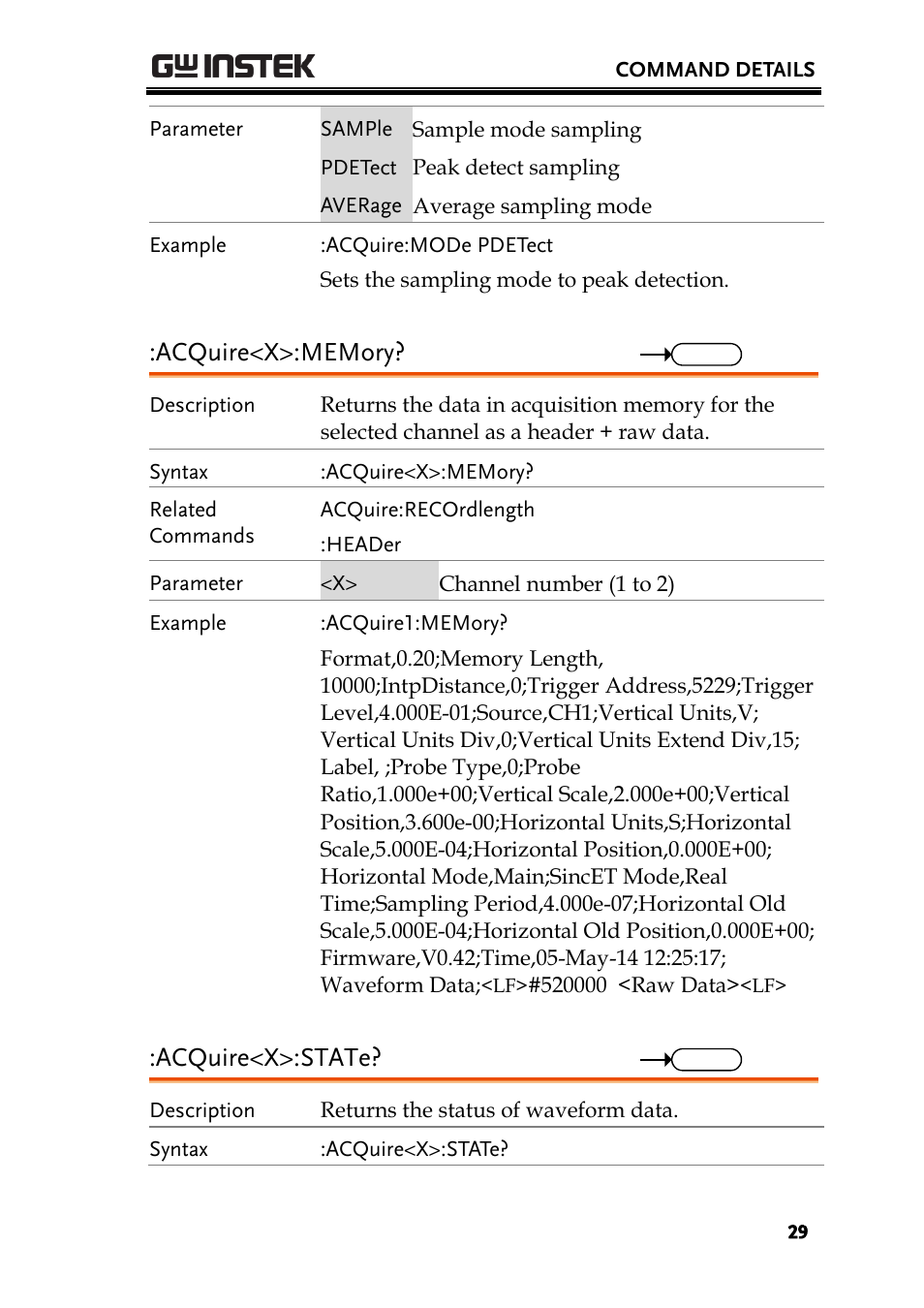 Acquire<x>:state | GW Instek GDS-200 Series Programming Manual User Manual | Page 29 / 139