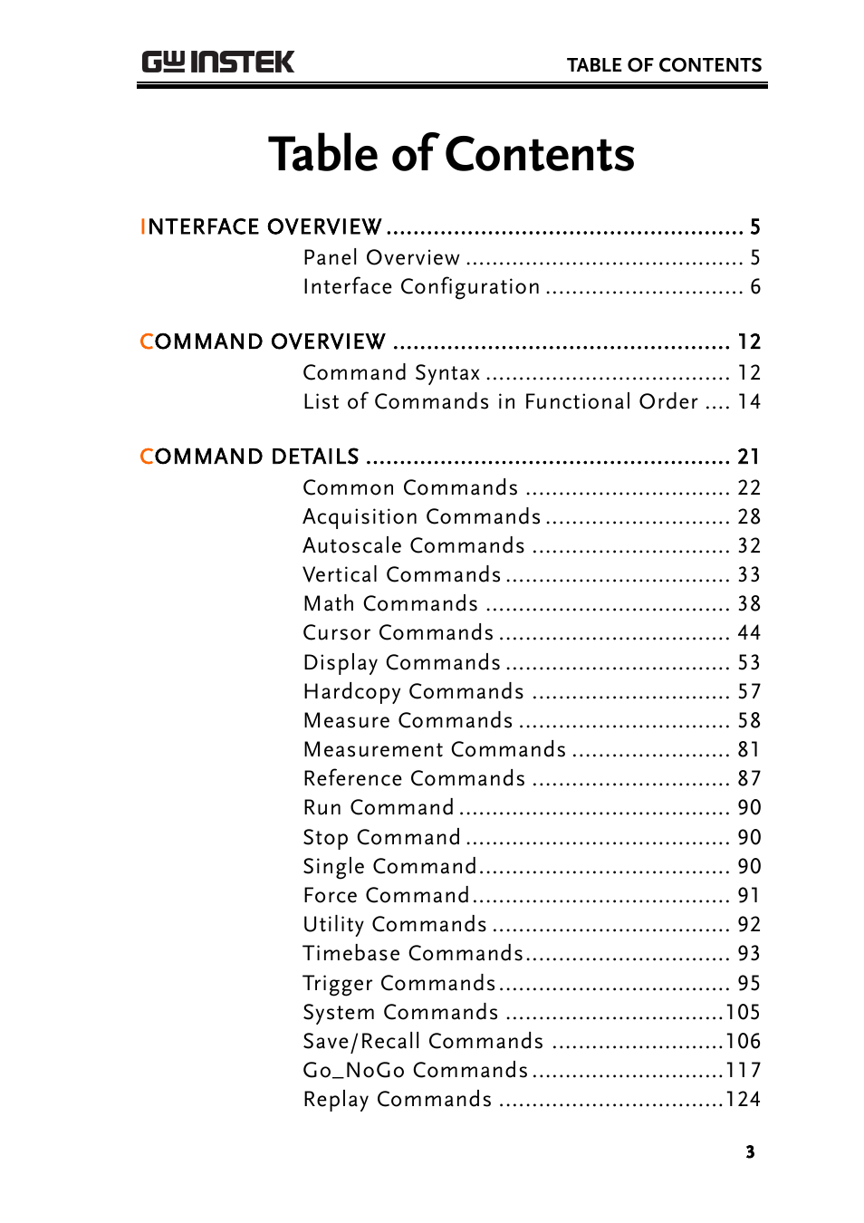 GW Instek GDS-200 Series Programming Manual User Manual | Page 3 / 139