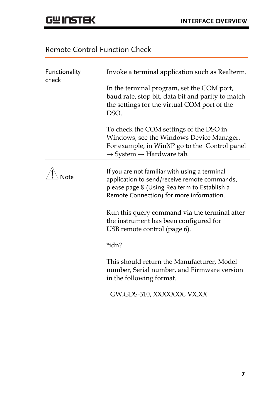 Remote control function check | GW Instek GDS-200 Series Programming Manual User Manual | Page 7 / 139