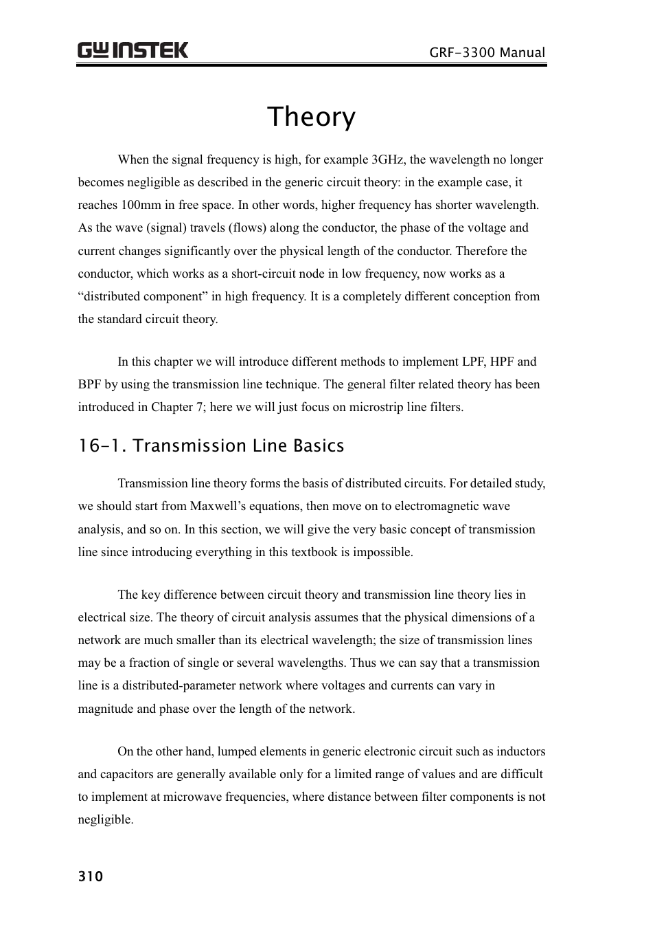 Theory, 1. transmission line basics | GW Instek GRF-3300 Series Student Manual User Manual | Page 2 / 26