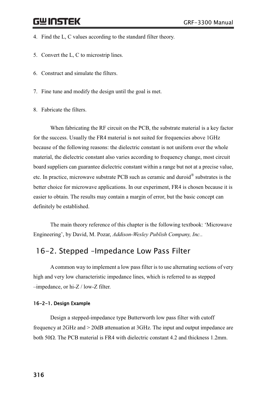 2. stepped –impedance low pass filter | GW Instek GRF-3300 Series Teacher Manual User Manual | Page 8 / 26