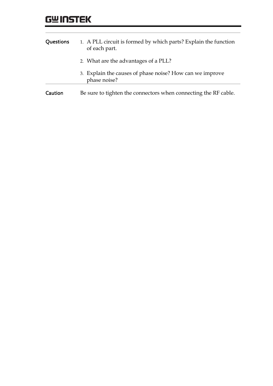 Rf communication and signals experiments | GW Instek GRF-1300A User Manual | Page 57 / 124