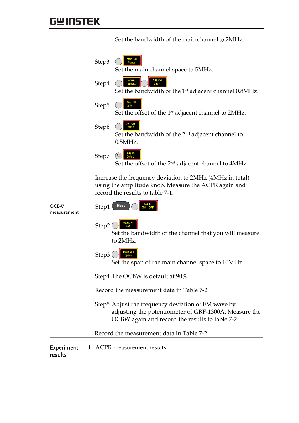 Rf communication and signals experiments | GW Instek GRF-1300A User Manual | Page 87 / 124