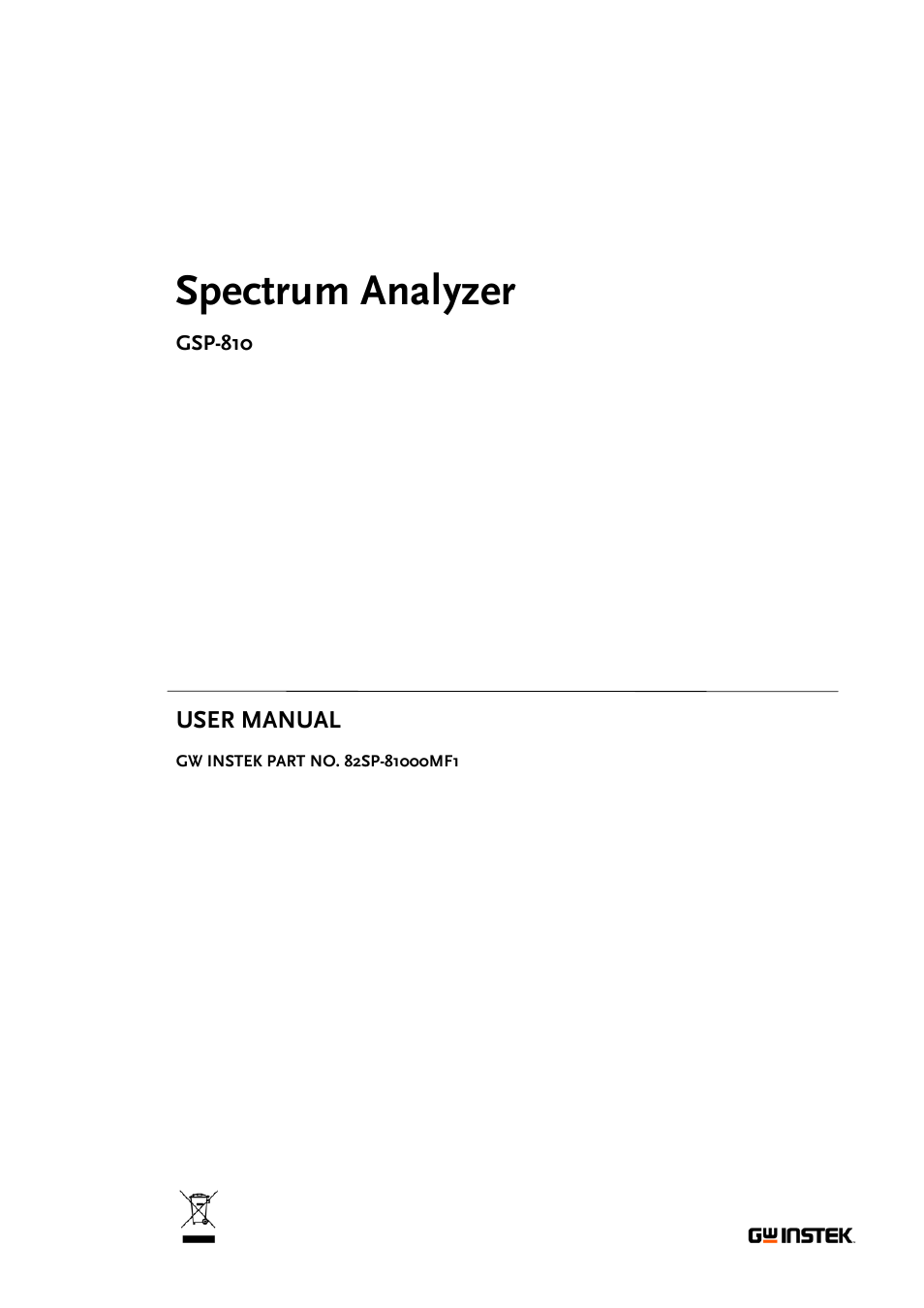 GW Instek GSP-810 User Manual User Manual | 40 pages