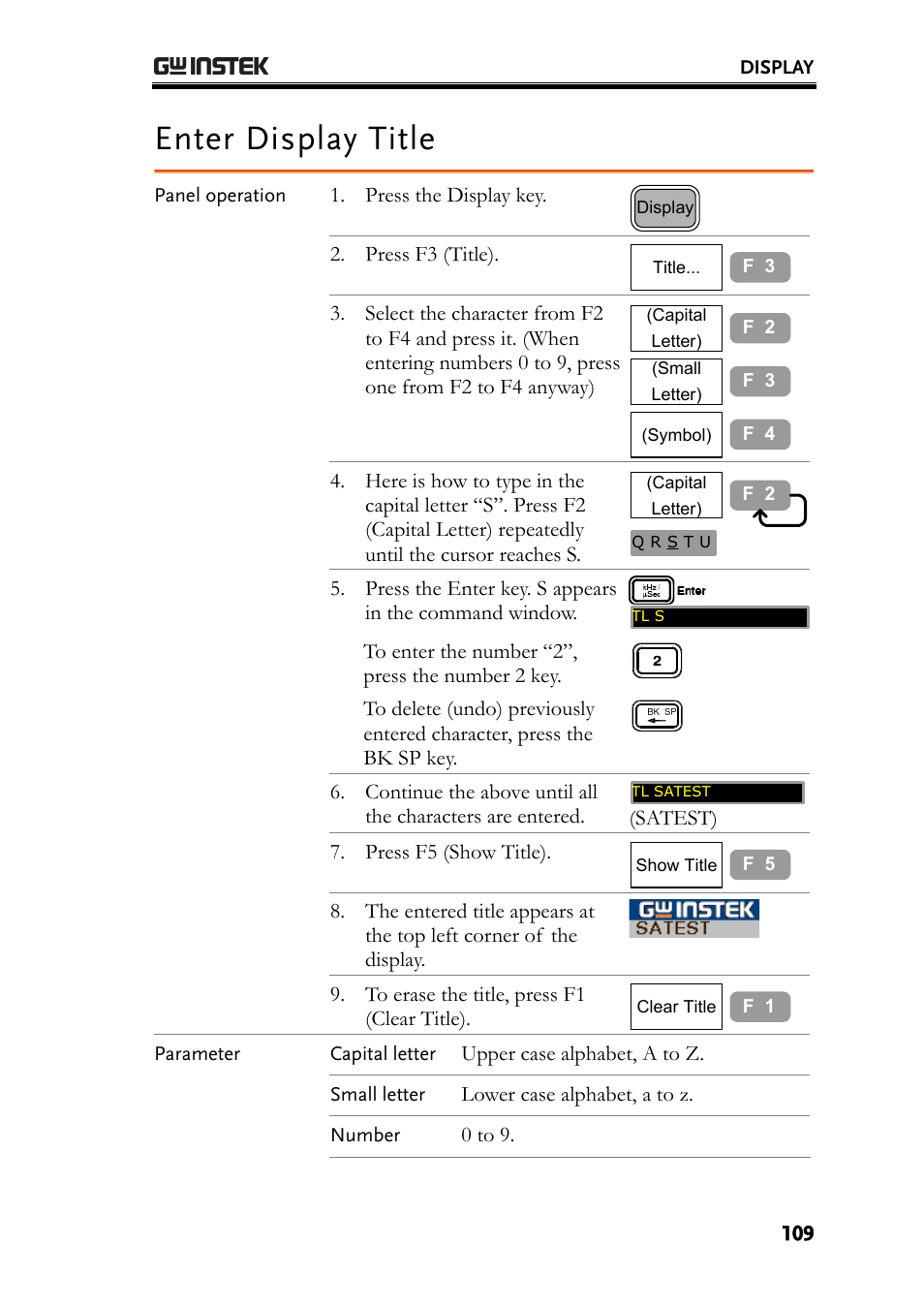 Enter display title | GW Instek GSP-830 User Manual User Manual | Page 109 / 181