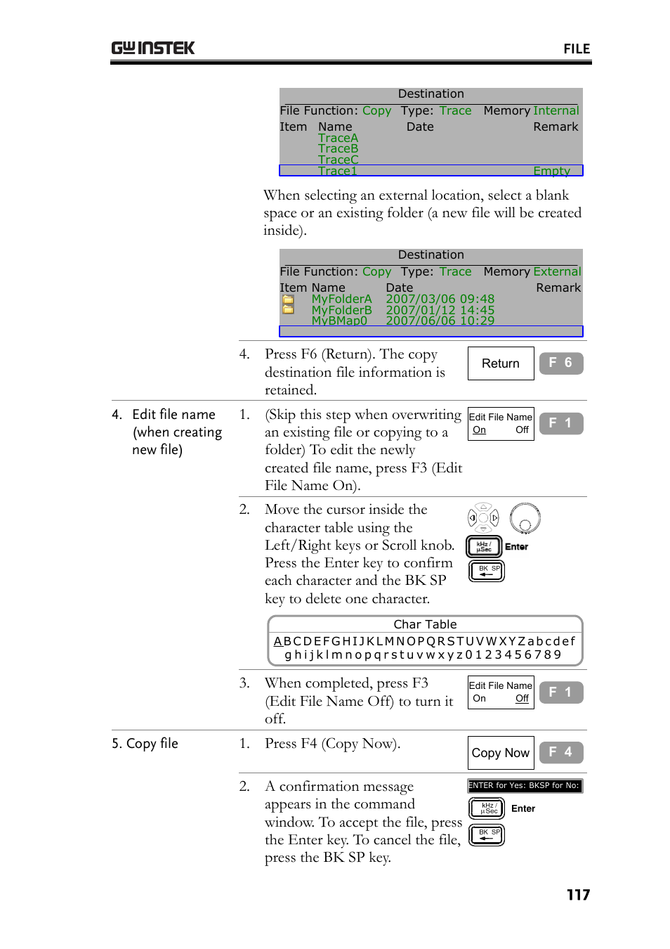 Press f4 (copy now) | GW Instek GSP-830 User Manual User Manual | Page 117 / 181