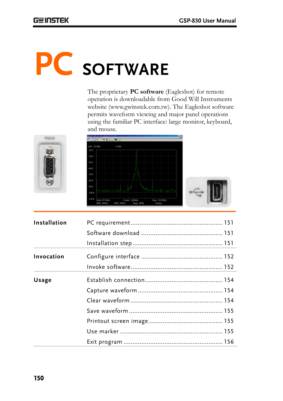 150) and remote control, Software | GW Instek GSP-830 User Manual User Manual | Page 150 / 181