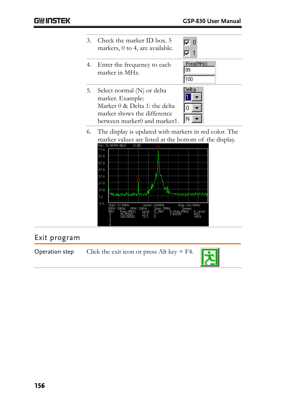 Exit program | GW Instek GSP-830 User Manual User Manual | Page 156 / 181