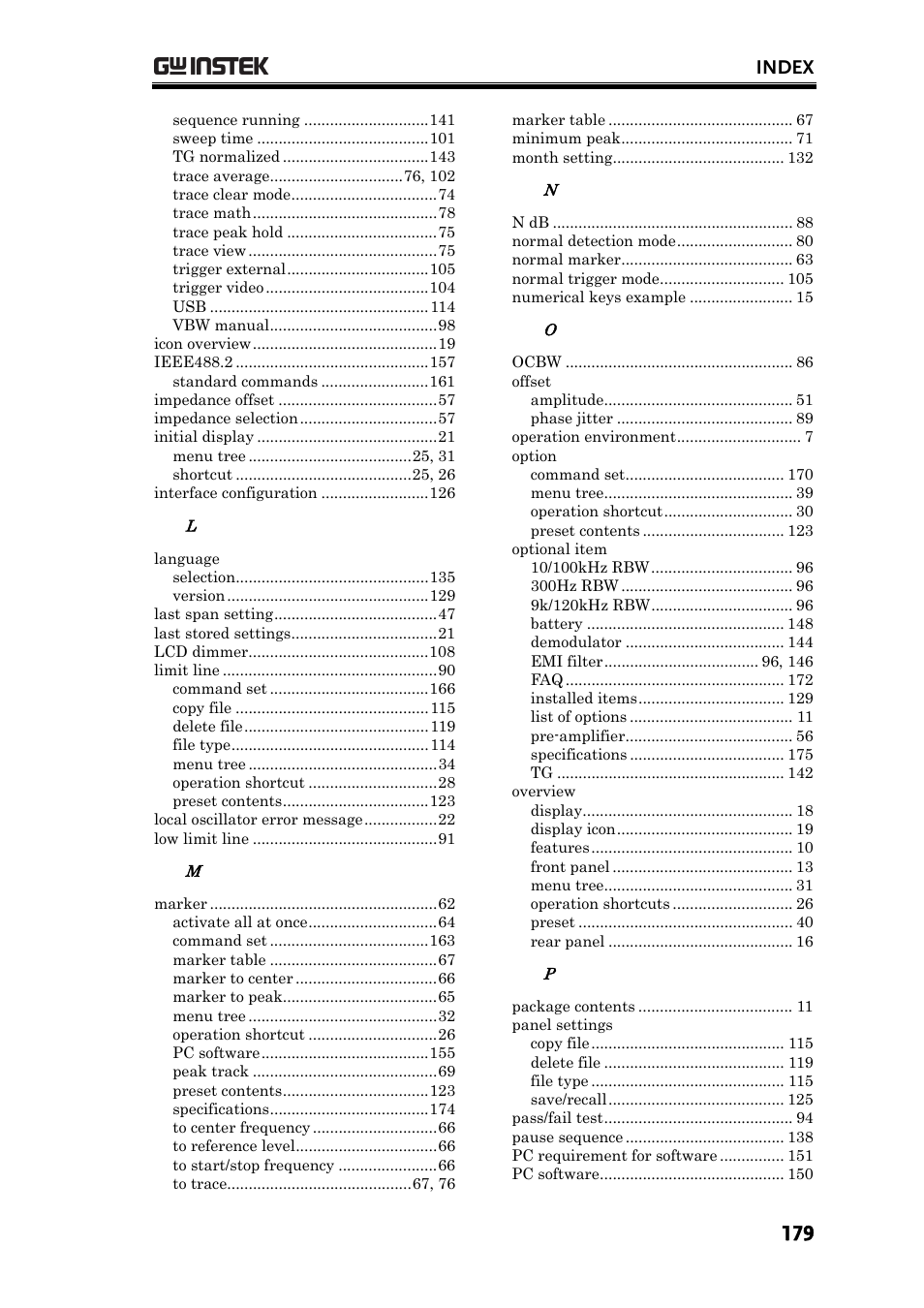 Index | GW Instek GSP-830 User Manual User Manual | Page 179 / 181