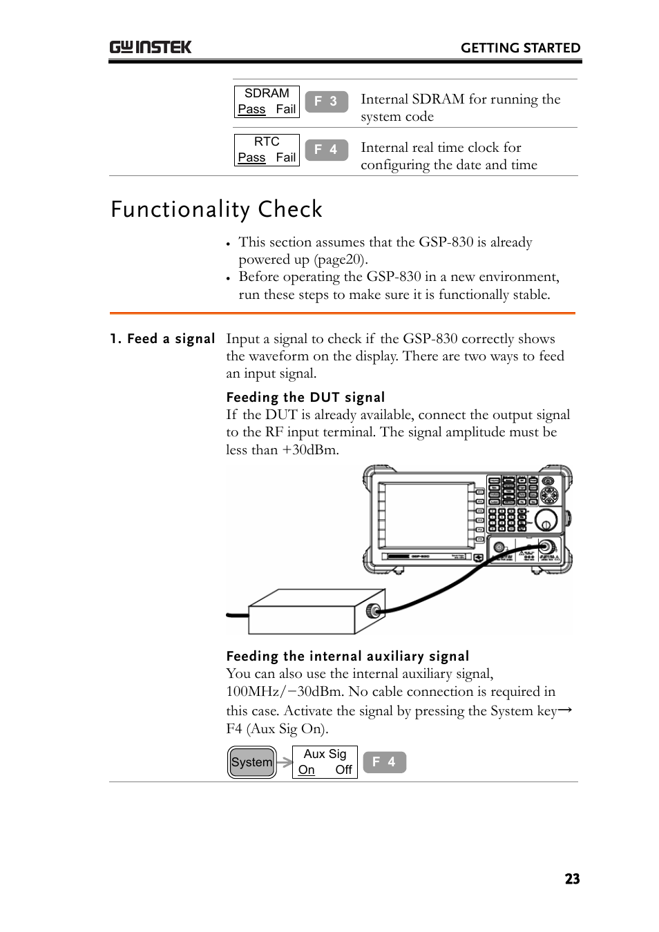 Functionality check | GW Instek GSP-830 User Manual User Manual | Page 23 / 181