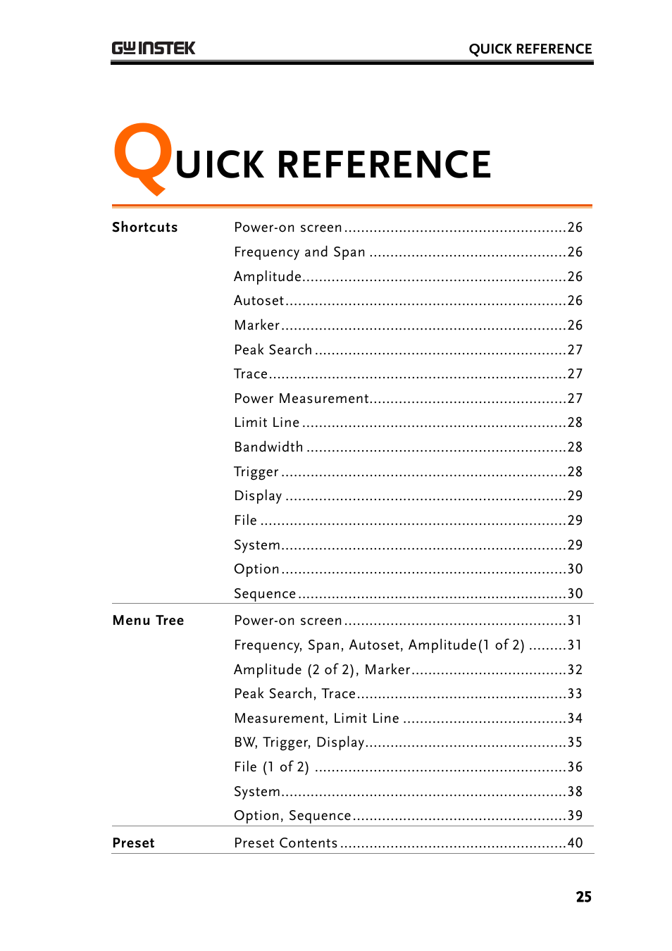 Uick reference | GW Instek GSP-830 User Manual User Manual | Page 25 / 181