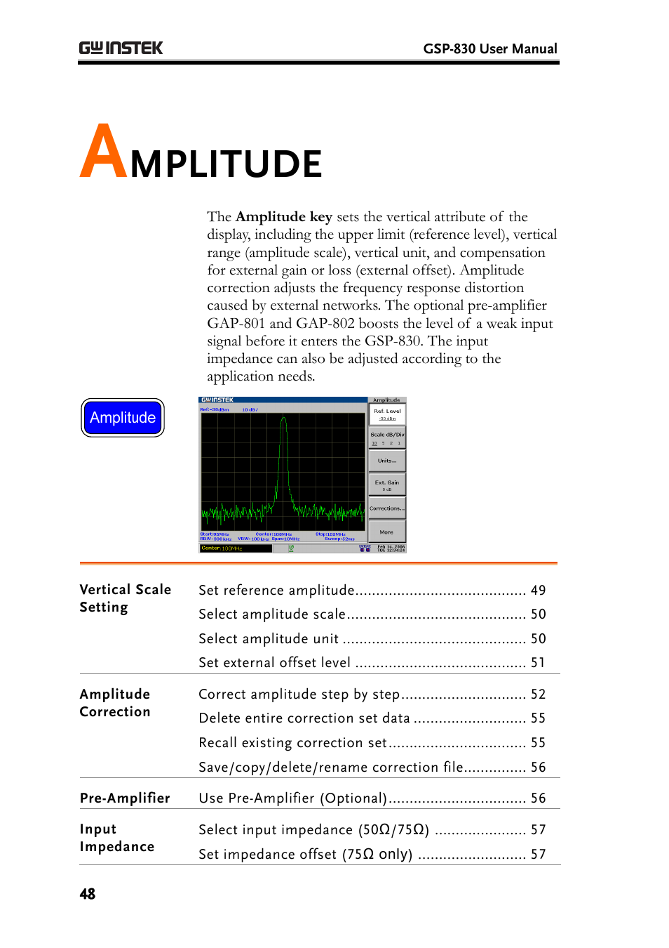 E48), Mplitude | GW Instek GSP-830 User Manual User Manual | Page 48 / 181