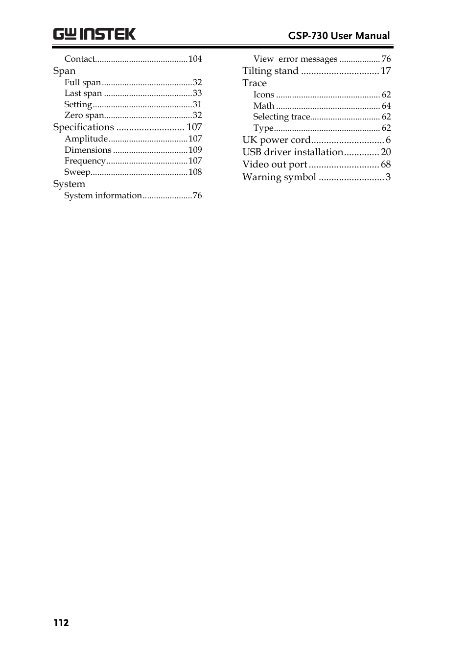 GW Instek GSP-730 User Manual User Manual | Page 114 / 114
