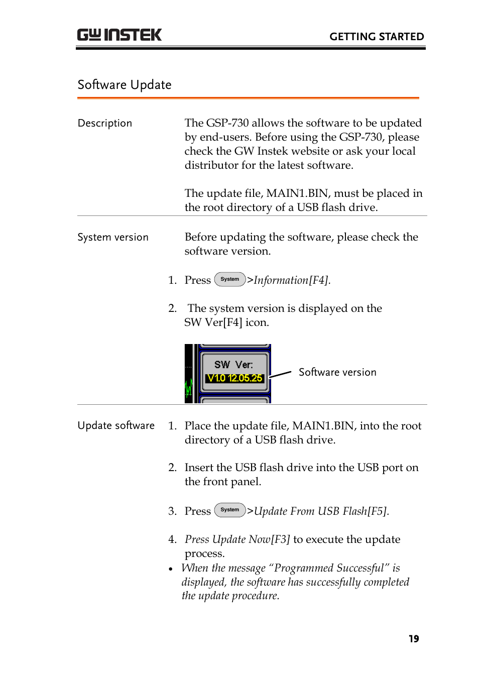 Software update | GW Instek GSP-730 User Manual User Manual | Page 21 / 114