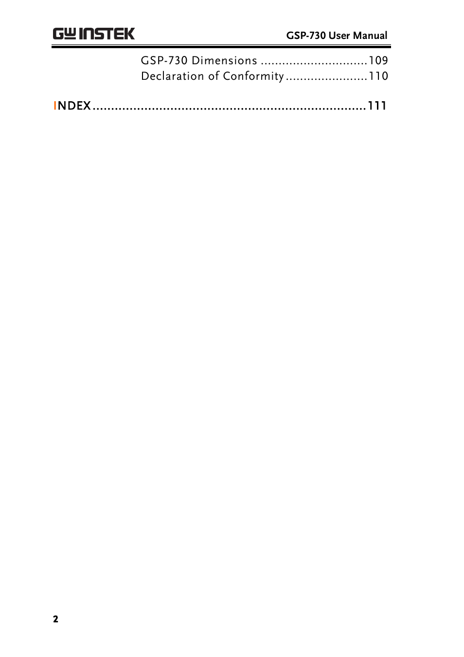 GW Instek GSP-730 User Manual User Manual | Page 4 / 114