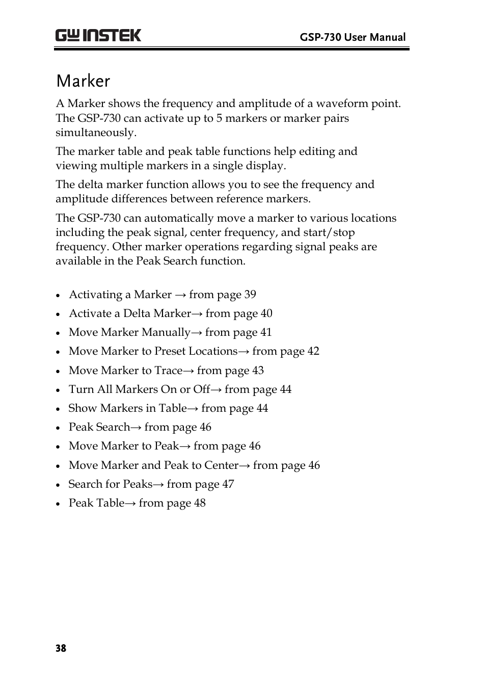 Marker | GW Instek GSP-730 User Manual User Manual | Page 40 / 114