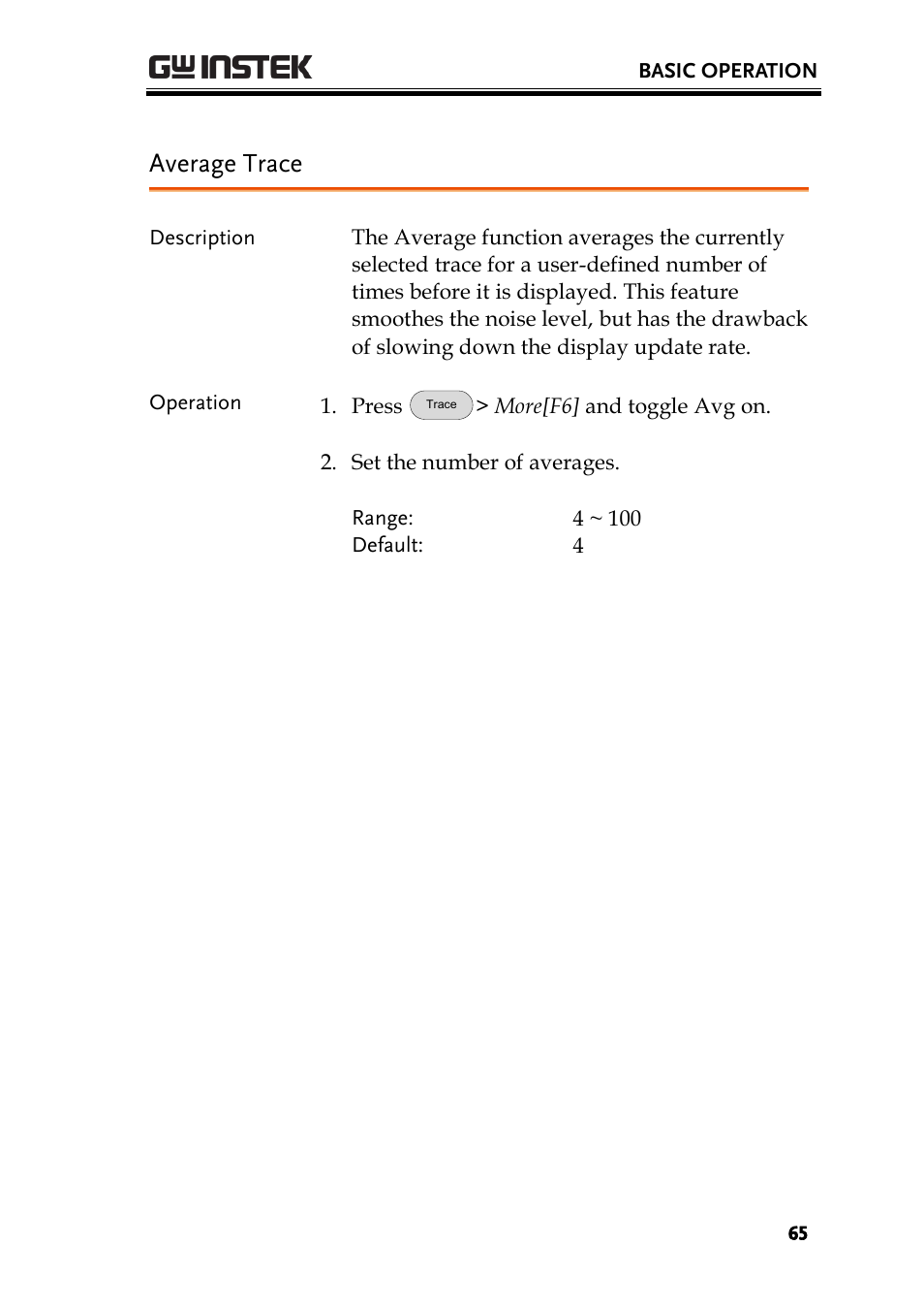 Average trace | GW Instek GSP-730 User Manual User Manual | Page 67 / 114