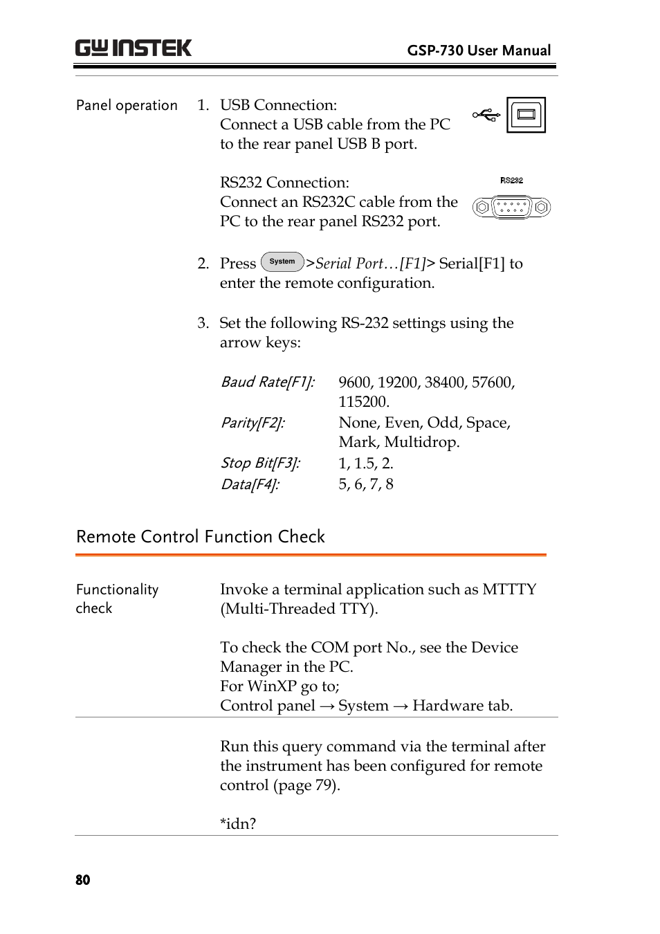 Remote control function check | GW Instek GSP-730 User Manual User Manual | Page 82 / 114