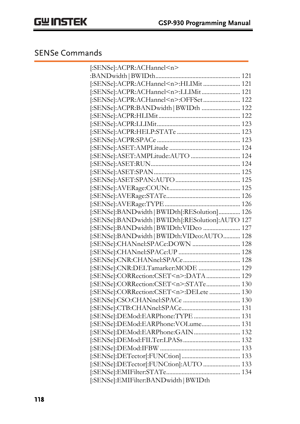 Sense commands | GW Instek GSP-930 Programming Manual User Manual | Page 120 / 195