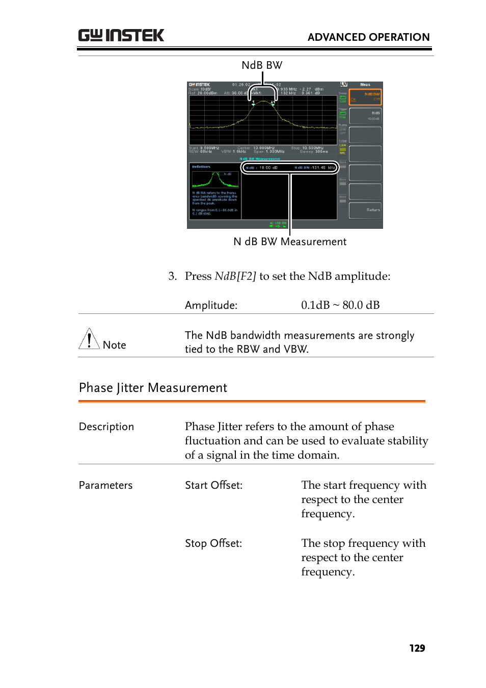 Phase jitter measurement, Ge 129 | GW Instek GSP-930 User Manual User Manual | Page 131 / 255