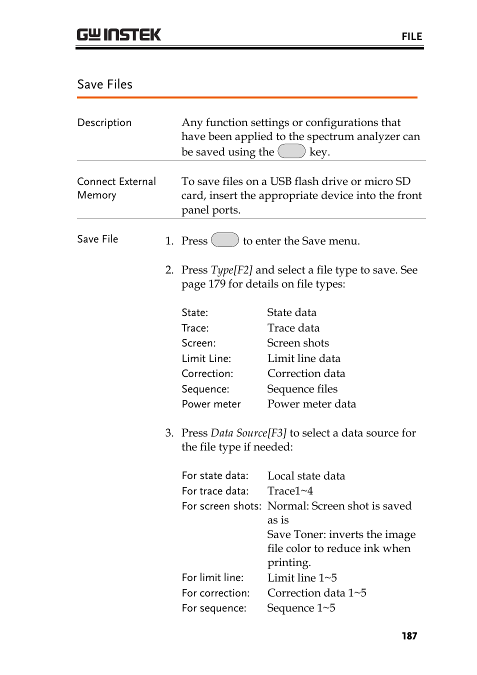 Save files | GW Instek GSP-930 User Manual User Manual | Page 189 / 255