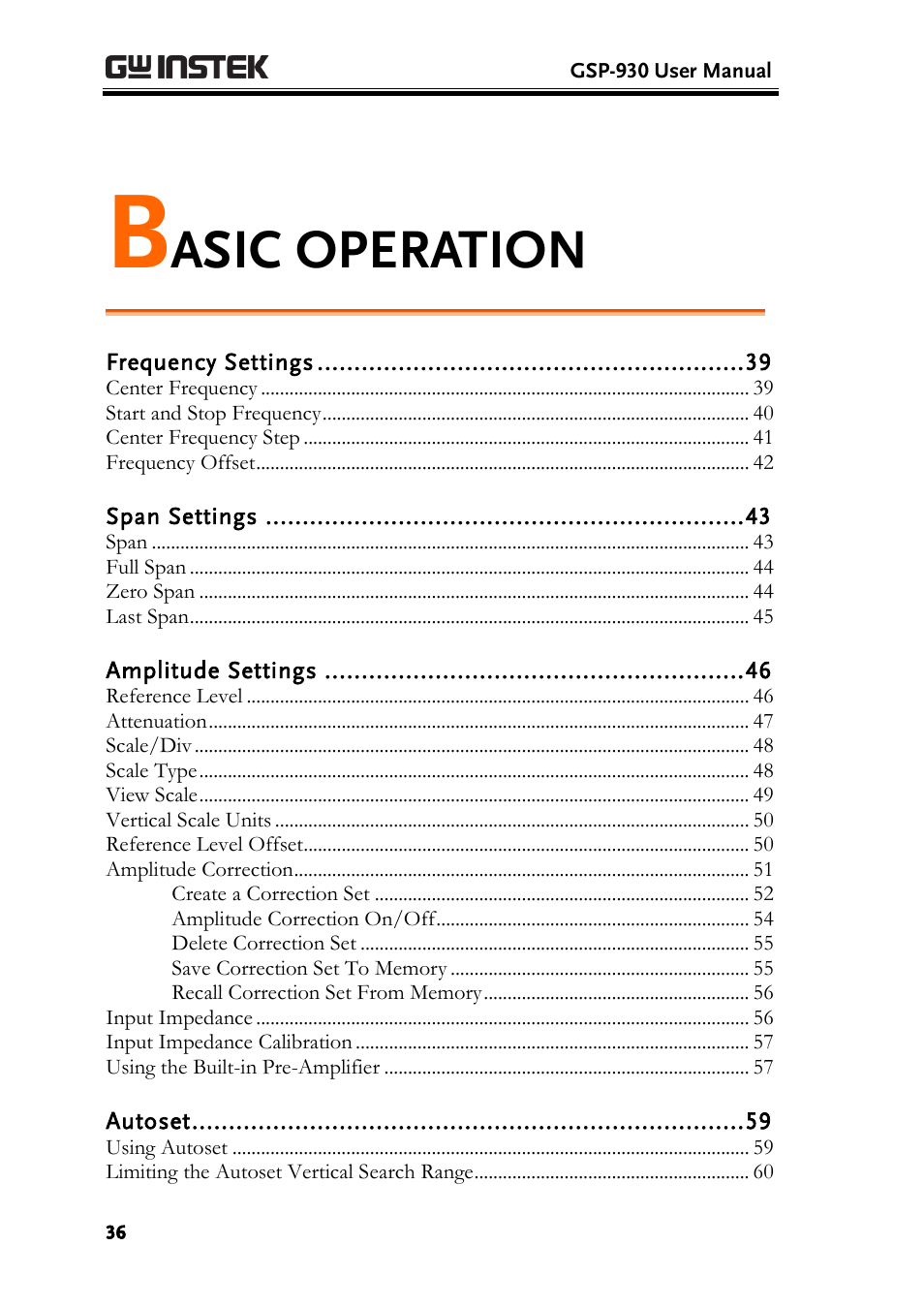 Basic operation, Asic operation | GW Instek GSP-930 User Manual User Manual | Page 38 / 255