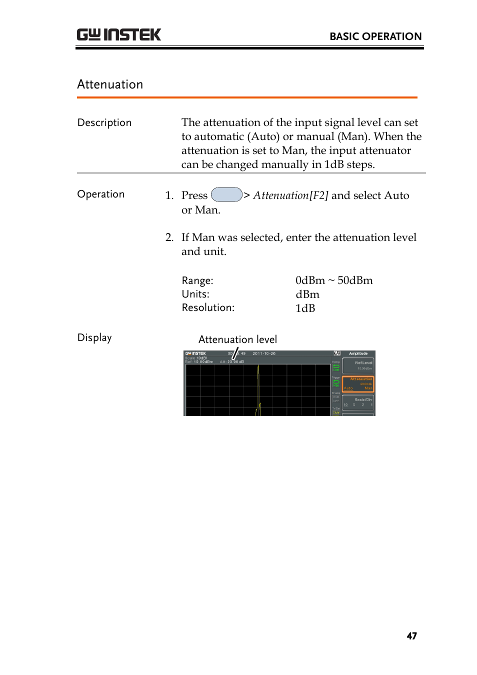Attenuation, Ge 47 | GW Instek GSP-930 User Manual User Manual | Page 49 / 255
