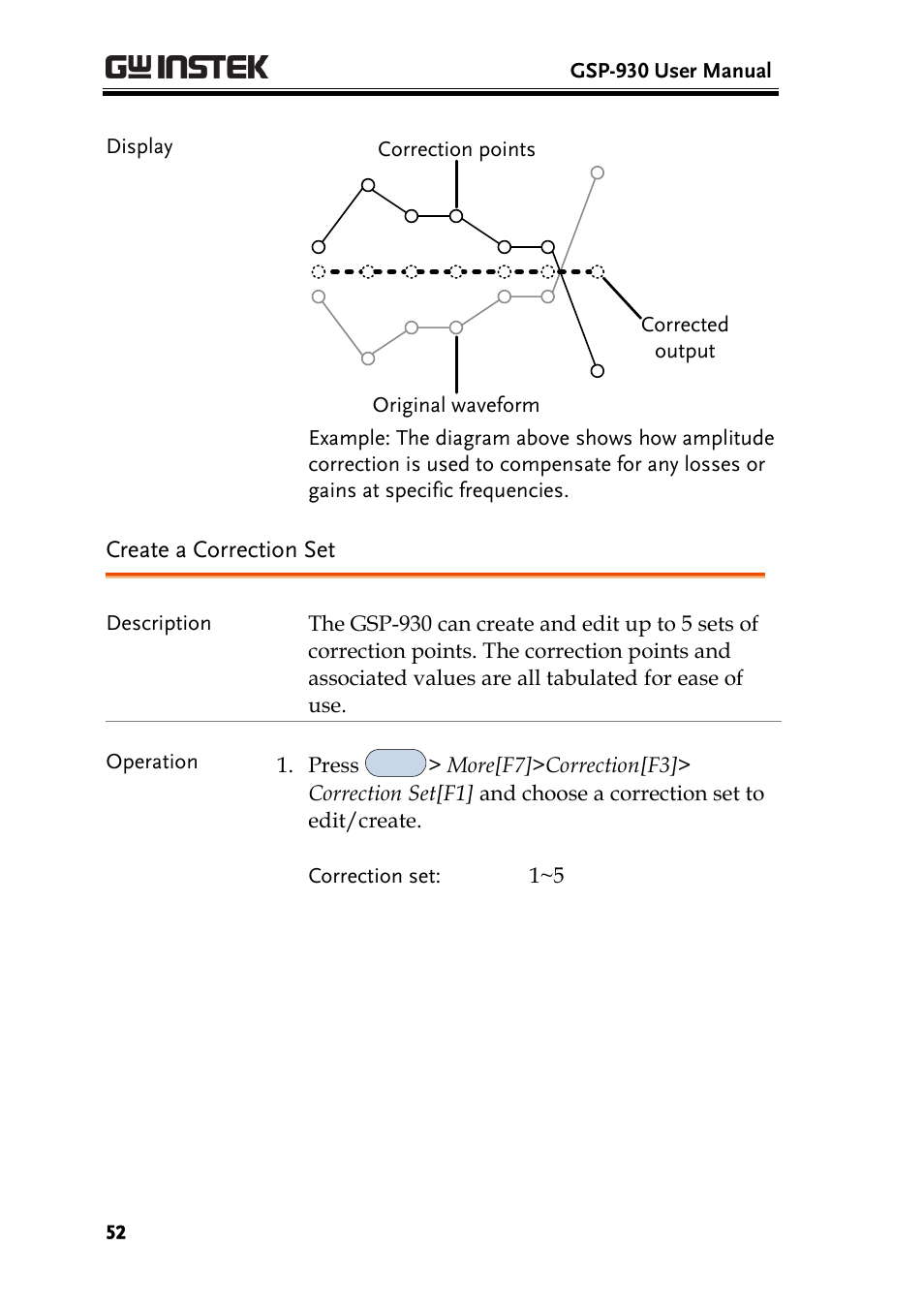 Create a correction set | GW Instek GSP-930 User Manual User Manual | Page 54 / 255