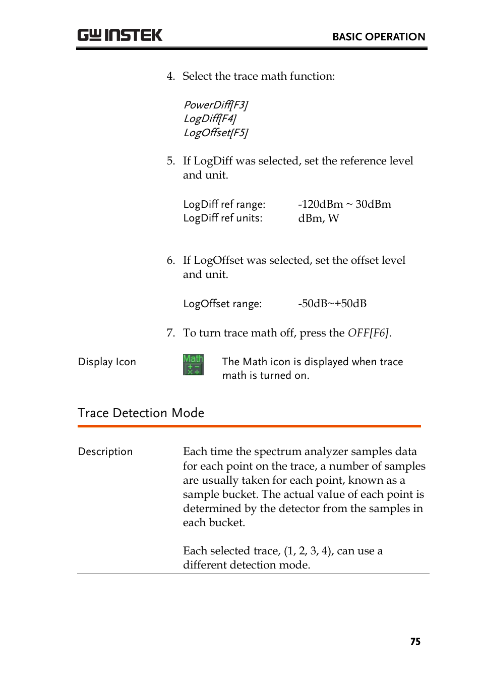 Trace detection mode | GW Instek GSP-930 User Manual User Manual | Page 77 / 255