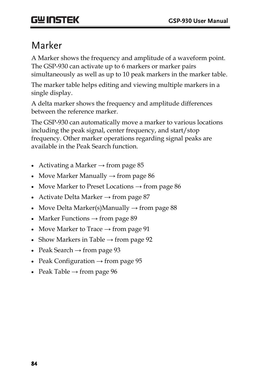 Marker | GW Instek GSP-930 User Manual User Manual | Page 86 / 255